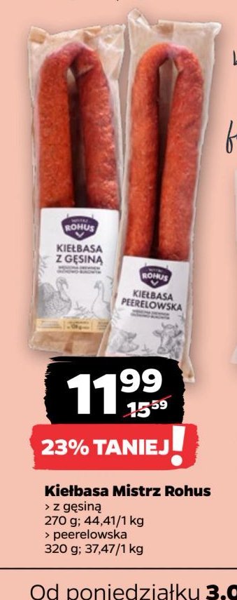 Kiełbasa z gęsiną Mistrz rohus promocja w Netto