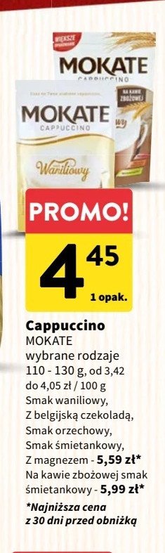Cappuccino 艣mietankowe na kawie zbo偶owej Mokate cappuccino promocja