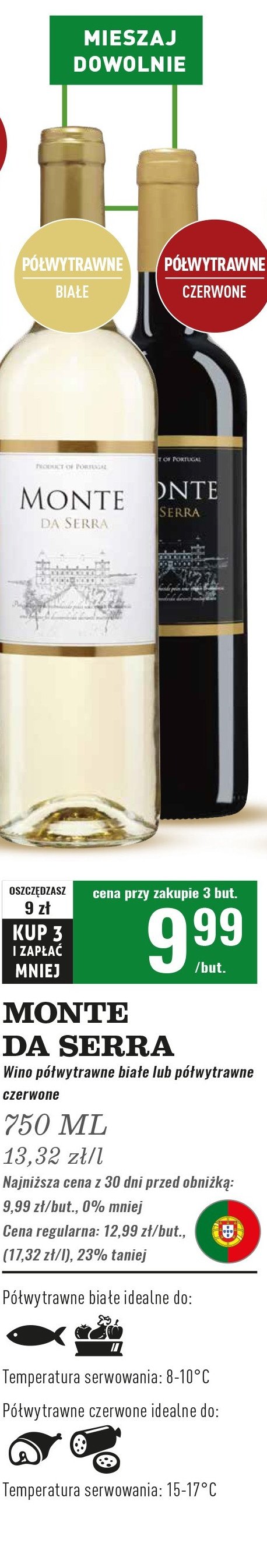 Wino p贸艂wytrawne MONTE DA SERRA promocja