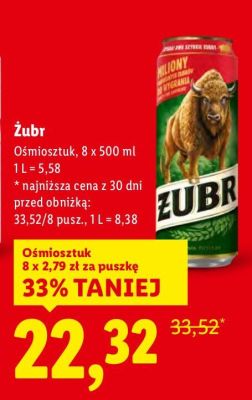 Piwo Żubr Ośmiosztuktub promocja w Lidl