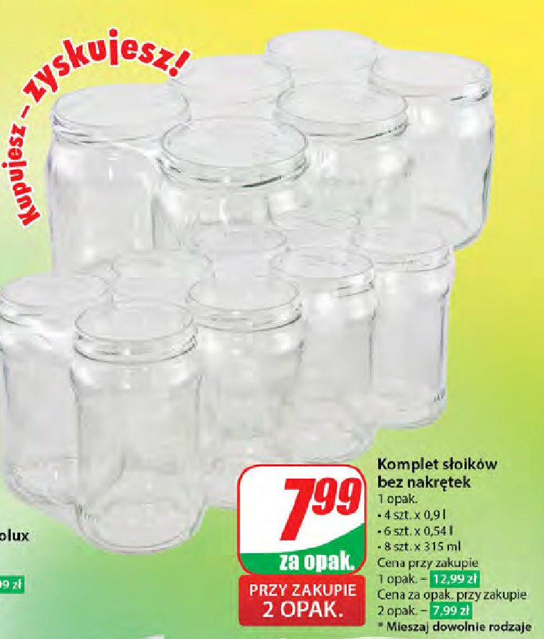 Słoik 540 ml bez zakrętki promocja w Dino