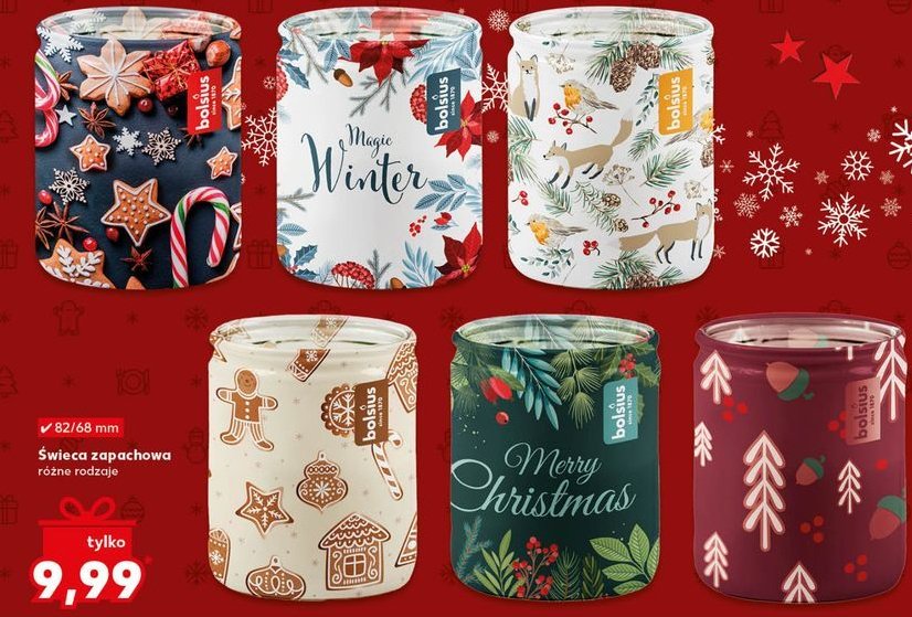 Świeca w szkle magic winter Bolsius promocja w Kaufland