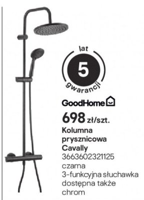 Kolumna prysznicowa Cavally 3663602321125 czarna promocja w Castorama