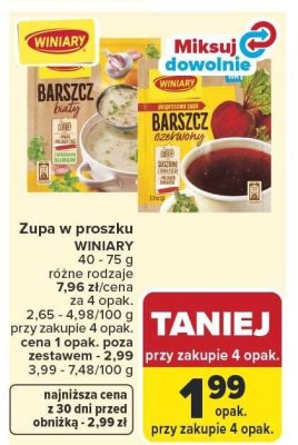 Zupa w proszku WINIARY 40-75 g różne rodzaje promocja w Carrefour