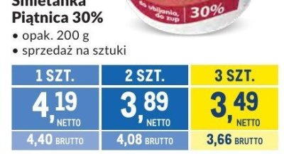 Śmietanka 30% Piątnica promocja w Makro