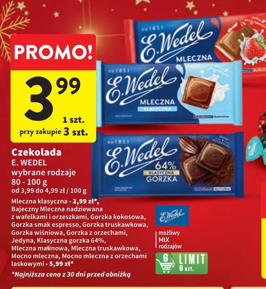 Czekolada E. wedel jedyna promocja w Intermarche