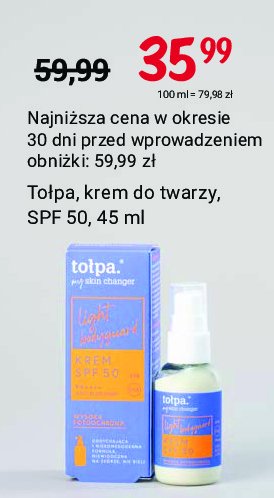 Krem do twarzy spf50 Tołpa my skin changer promocja