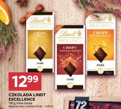 Czekolada Lindt Excellence Crispy Dark różne rodzaje promocja w Stokrotka