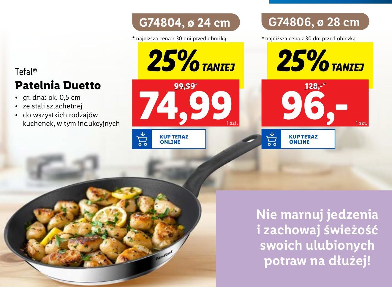 Patelnia duetto 28 cm Tefal promocja