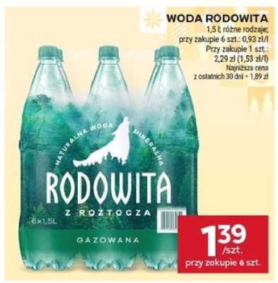 Woda Rodowita gazowana promocja w Stokrotka