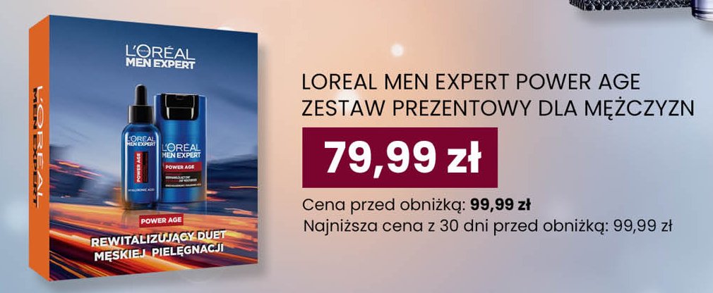 Zestaw w pudełku: krem 50 ml + serum 30 ml L'oreal men expert zestaw promocja