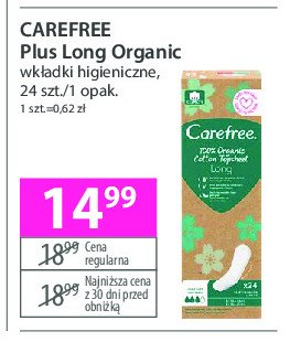 Wkładki higieniczne long organic Carefree promocja