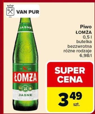 Piwo ŁOMŻA JASNE 0,5 l butelka bezwrotna różne rodzaje promocja w Carrefour
