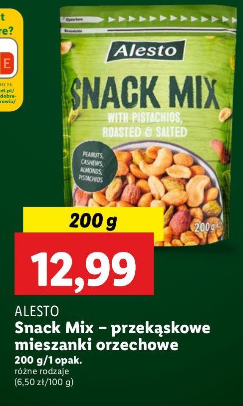 Snack mix z pistacjami Alesto promocja w Lidl