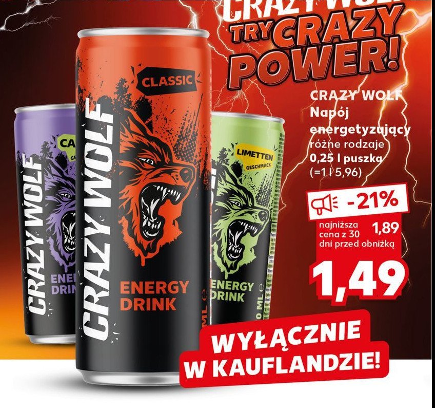 Napój energetyczny Crazywolf promocja