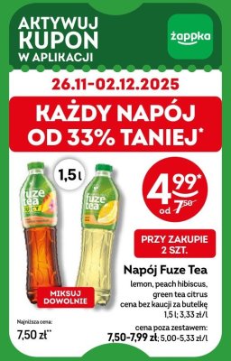 Napój Fuze Tea lemon, peach hibiscus, green tea citrus promocja w Żabka