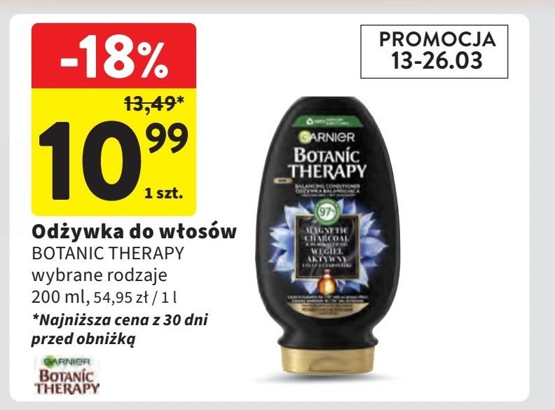 Odżywka do włosów aktywny węgiel Garnier botanic therapy promocja w Intermarche