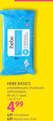 Chusteczki antybakteryjne odświeżające BASICS promocja w Hebe