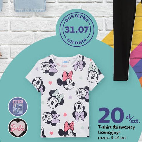 T-shirt dziewczęcy barbie 3-14 lat Auchan inextenso promocja