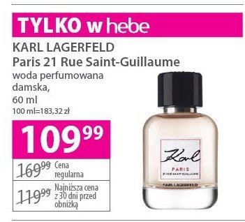 Woda perfumowana Karl lagerfeld 21 rue saint-guillaume promocja