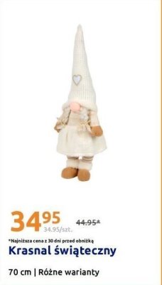 Krasnal świąteczny 70 cm promocja w Action