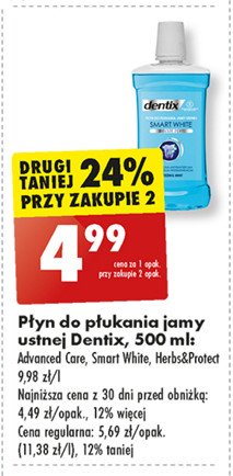 Płyn do płukania ust herbs & protect Dentix promocja w Biedronka