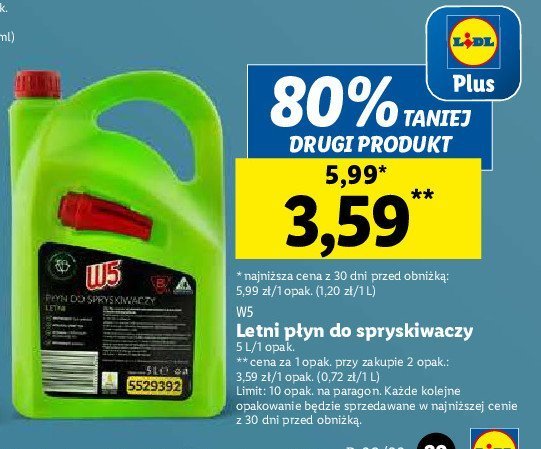 P艂yn do spryskiwaczy letni W5 promocja