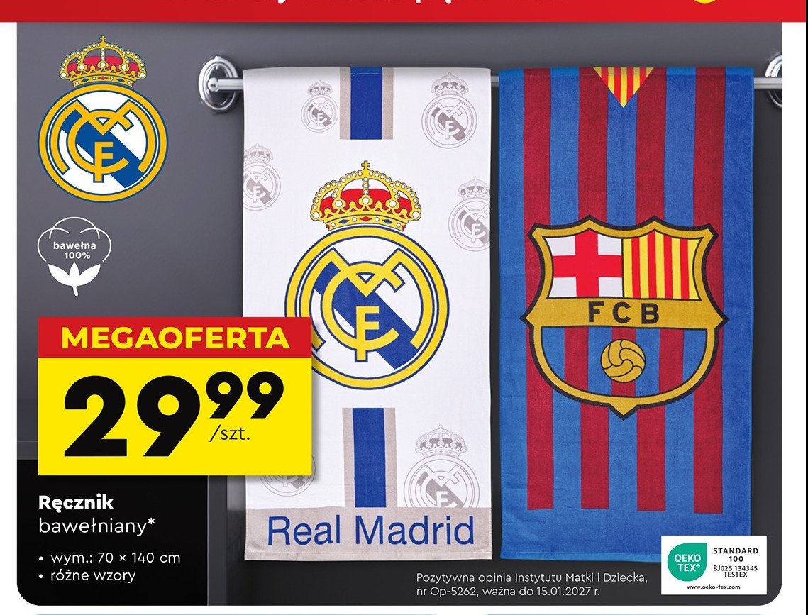 Ręcznik 70 x 140 cm fc barcelona promocja w Biedronka