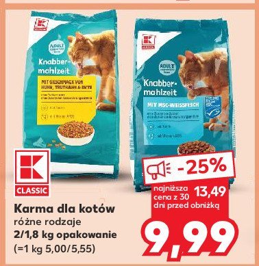 Karma dla kota premium adult z kurczakiem K-classic promocja