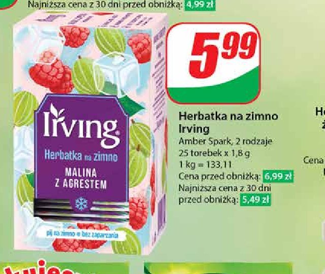 Herbata malina z agrestem Irving herbatka na zimno promocja