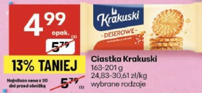 Ciastka Krakuski wybrane rodzaje promocja w Delikatesy Centrum