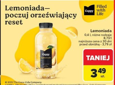 Lemoniada 0,4 l, różne rodzaje Cappy promocja w Carrefour