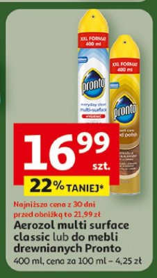 Aerozol multi surface classic lub do mebli drewnianych Pronto 400 ml promocja w Auchan