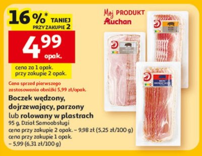 Boczek wędzony w plastrach Auchan promocja w Auchan