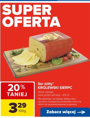 Ser żółty Królewski promocja w Carrefour