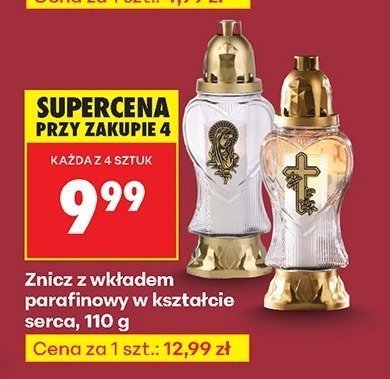Znicz z wkładem parafinowym w kształcie serca  promocja w Biedronka