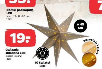 Gwiazda składana LED, różne kolory promocja w Netto