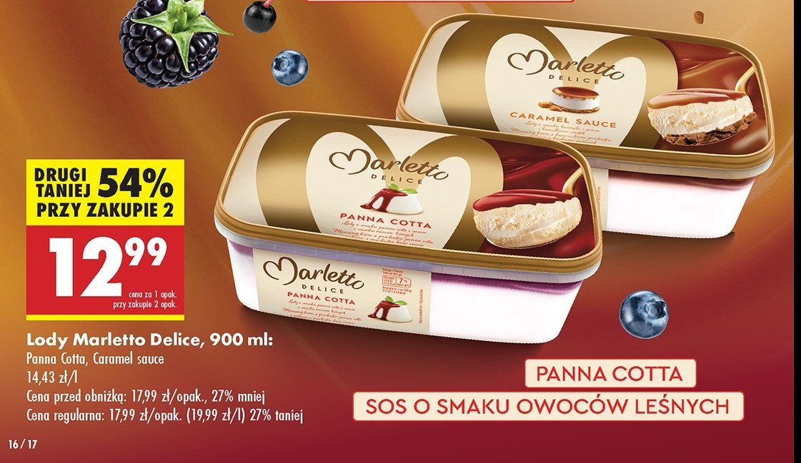 Lody delice panna cotta Marletto promocja w Biedronka