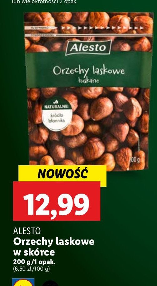 Orzechy laskowe Alesto promocja w Lidl