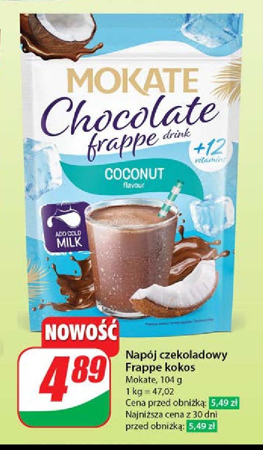 Napój kokosowy Mokate chocolate frappe promocja w Dino
