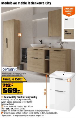 Zestaw City szafka z umywalką kolor biały, szer. 50 cm, wysokie szufladki, system cichego domykania promocja w OBI