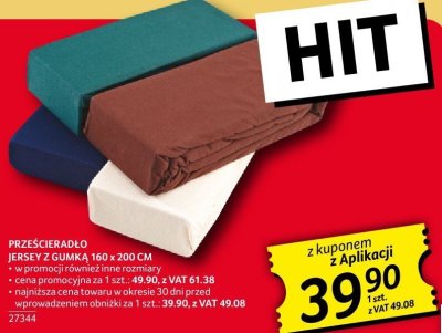 Prześcieradło jersey z gumką promocja w Selgros