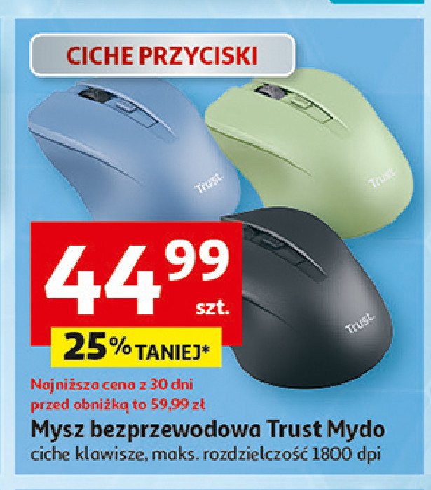 Mysz bezprzewodowa mydo silent click zielony Trust promocja