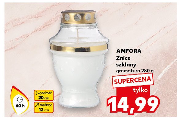 Znicz szklany zalewany amfora 60h promocja