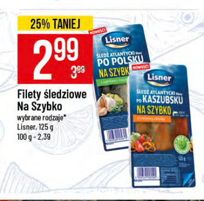 Śledź atlantycki filety po kaszubsku ze smażoną cebulką Lisner na szybko promocja