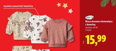 Bluza dresowa niemowlęca z bawełną  promocja w Lidl