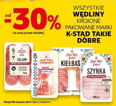 Wędliny krojone pakowane marki K-STAD TAKIE DOBRE - salami, boczek, kiełbas, szynka promocja w Kaufland