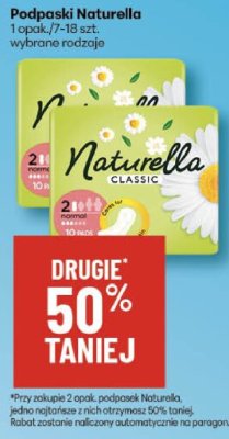 Podpaski Naturella 1 opak./7-18 szt. wybrane rodzaje promocja w Delikatesy Centrum