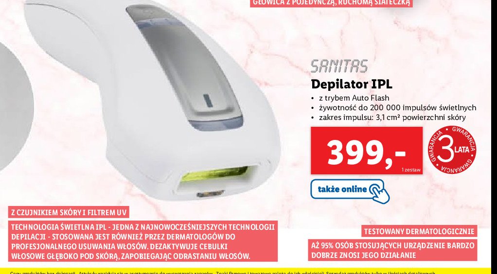 Depilator ipl Sanitas promocja