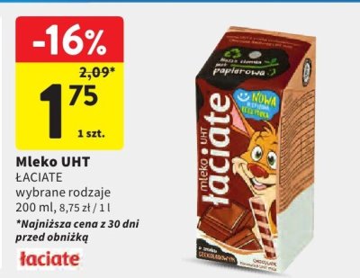 Mleko UHT ŁACIATA wybrane rodzaje promocja w Intermarche
